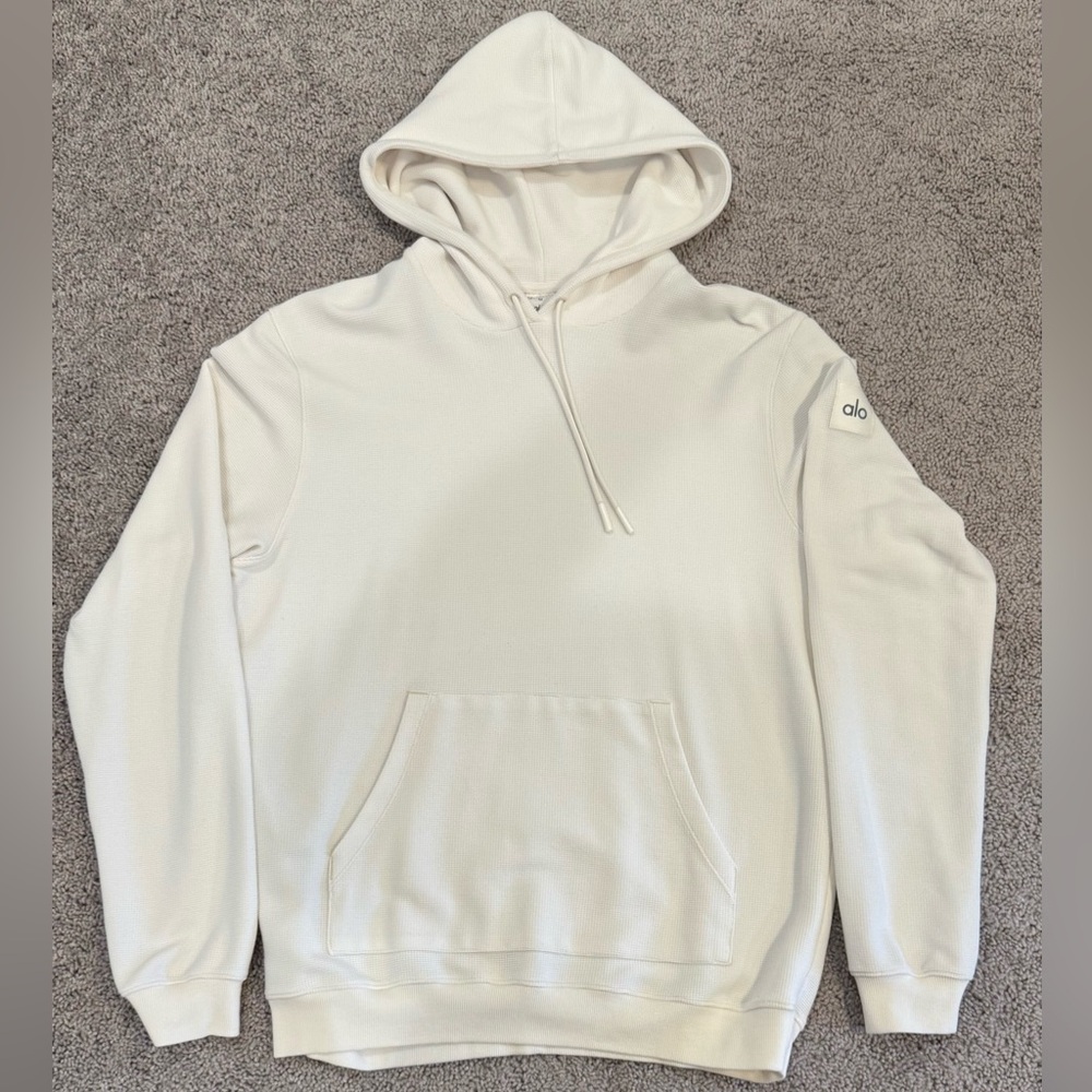 ALO Yoga Men's Ivory Micro Waffle Fast Break Hoodie